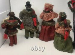 Christmas Carolers Family Figurines And Lighted 27 Lamp Set/4 Large 16-13 EUC
