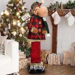 Christmas Decoration Life Size Figures Pre Lit Xmas Holiday Plush Moose 5 Ft