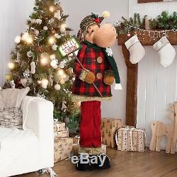 Christmas Decoration Life Size Figures Pre Lit Xmas Holiday Plush Moose 5 Ft
