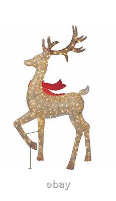Christmas Deer Family Red Bow Set of 3 656 LED Lights Holiday Indoor Outdoor
