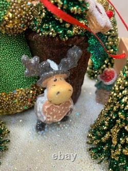 Christmas Ino Schaller Santa Claus With Sack Snow Tree Snowman Moose Teddy Bear