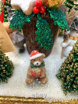 Christmas Ino Schaller Santa Claus With Sack Snow Tree Snowman Moose Teddy Bear