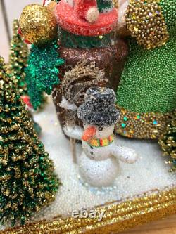 Christmas Ino Schaller Santa Claus With Sack Snow Tree Snowman Moose Teddy Bear