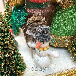 Christmas Ino Schaller Santa Claus With Sack Snow Tree Snowman Moose Teddy Bear