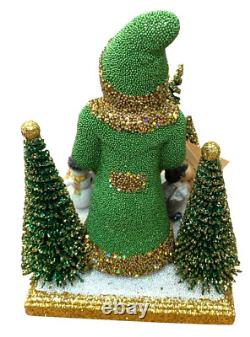 Christmas Ino Schaller Santa Claus With Sack Snow Tree Snowman Moose Teddy Bear