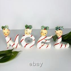 Christmas RARE & Scarce Pixie Candy Cane Candleholder NOEL Girls JAPAN Holt Vtg