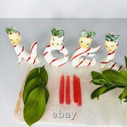 Christmas RARE & Scarce Pixie Candy Cane Candleholder NOEL Girls JAPAN Holt Vtg