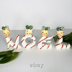 Christmas RARE & Scarce Pixie Candy Cane Candleholder NOEL Girls JAPAN Holt Vtg
