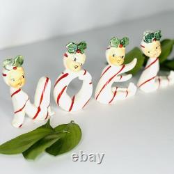 Christmas RARE & Scarce Pixie Candy Cane Candleholder NOEL Girls JAPAN Holt Vtg