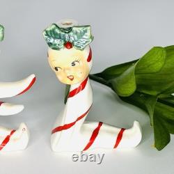 Christmas RARE & Scarce Pixie Candy Cane Candleholder NOEL Girls JAPAN Holt Vtg