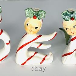 Christmas RARE & Scarce Pixie Candy Cane Candleholder NOEL Girls JAPAN Holt Vtg