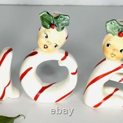 Christmas RARE & Scarce Pixie Candy Cane Candleholder NOEL Girls JAPAN Holt Vtg