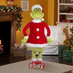 Christmas Santa 5.74 Ft Tall Life Size Animated Grinch Prop Speaks-new