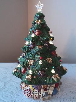 Christmas Tree Lenox Holiday Village Rotating Musical Colored Lights