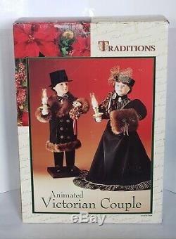 Christmas Vintage RARE Animated Victorian Couple Holiday Moving Figures