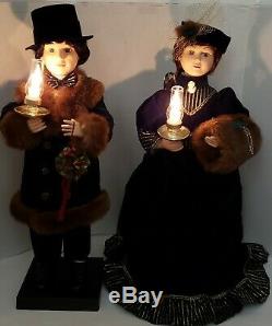 Christmas Vintage RARE Animated Victorian Couple Holiday Moving Figures