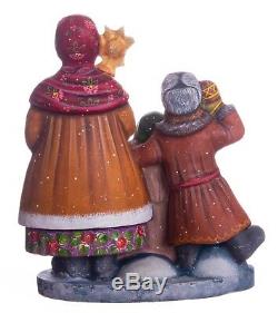 Christmas figurine children Russian style handmade carved wood decor 8