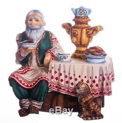 Christmas figurine grandfather Russian style handmade carved wood decor 7