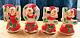 Christmas Girls Noel Ceramic Figurines Red Dress Brinnco Holly Japan Set Of 4