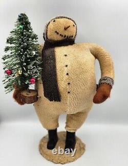 Cody Foster ESC Folkart Snowman With Christmas Tree, Scarf, Boots, Hat 16.5