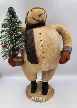 Cody Foster ESC Folkart Snowman With Christmas Tree, Scarf, Boots, Hat 16.5