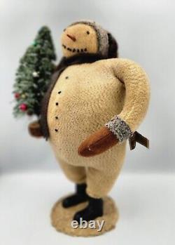 Cody Foster ESC Folkart Snowman With Christmas Tree, Scarf, Boots, Hat 16.5