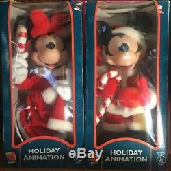 Cute Christmas Disney Mickey AND Minnie Mouse Pair 20 Animated WithBox