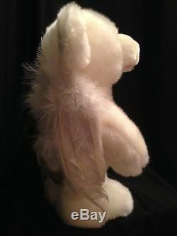 Dan Dee Musical Animated Singing Christmas Angel Bear Figure White Feathers RARE