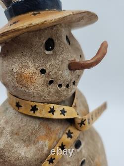 David Harden Folk Art Snowman Patriotic Stars Stripes Top Hat Metal Scarf HTF
