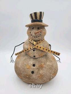 David Harden Folk Art Snowman Patriotic Stars Stripes Top Hat Metal Scarf HTF
