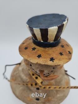 David Harden Folk Art Snowman Patriotic Stars Stripes Top Hat Metal Scarf HTF