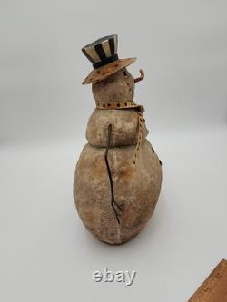 David Harden Folk Art Snowman Patriotic Stars Stripes Top Hat Metal Scarf HTF