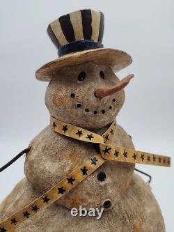 David Harden Folk Art Snowman Patriotic Stars Stripes Top Hat Metal Scarf HTF
