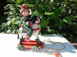 Denise Calla House Of Hatten 14 Elf Figurine Riding On Hobby Horse Large