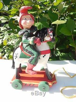 Denise Calla House Of Hatten 14 Elf Figurine Riding On Hobby Horse Large