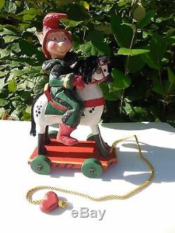 Denise Calla House Of Hatten 14 Elf Figurine Riding On Hobby Horse Large