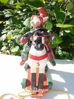 Denise Calla House Of Hatten 14 Elf Figurine Riding On Hobby Horse Large