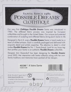 Department 56 Clothtique Possible Dreams A VOTRE SANTE Santa 2010 #4022360 3 Pc