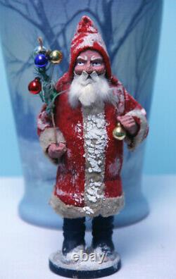 EARLY GERMAN CHRISTMAS SANTA CANDY CONTAINERGREAT STERN FACE SANTA c1910