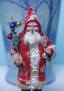 EARLY GERMAN CHRISTMAS SANTA CANDY CONTAINERGREAT STERN FACE SANTA c1910