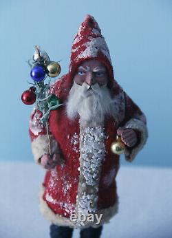 EARLY GERMAN CHRISTMAS SANTA CANDY CONTAINERGREAT STERN FACE SANTA c1910