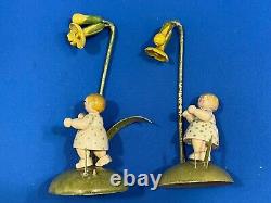 ERZGEBIRGE Wendt Kuhn Flower Children Cardholder Set Wood Germany Figurines 1920