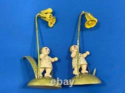 ERZGEBIRGE Wendt Kuhn Flower Children Cardholder Set Wood Germany Figurines 1920