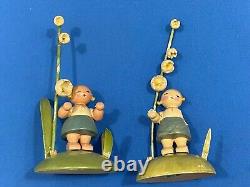 ERZGEBIRGE Wendt Kuhn Flower Children Cardholder Set Wood Germany Figurines 1920