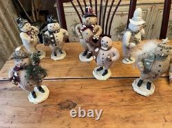ESC Trading Co Cody Foster Snowmen Primitive Folk Art Christmas Lot Of 7 RARE