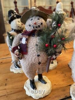 ESC Trading Co Cody Foster Snowmen Primitive Folk Art Christmas Lot Of 7 RARE