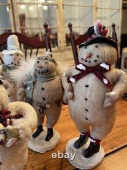 ESC Trading Co Cody Foster Snowmen Primitive Folk Art Christmas Lot Of 7 RARE