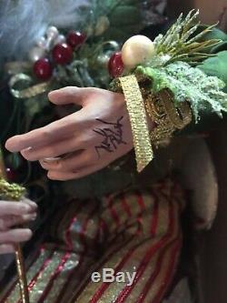 EUC with Tags SIGNED Mark Roberts Christmas Large Mistletoe & Holly Fairy & Box