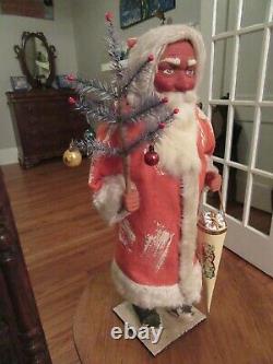 EXTRA-LARGE 22 Antique German Christmas Santa Candy Container Feather Tree Wow