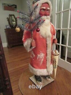 EXTRA-LARGE 22 Antique German Christmas Santa Candy Container Feather Tree Wow